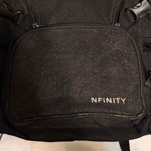 NFINITY Black Glitter Backpack with White Logo